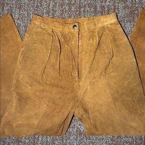 Greg Adams suede leather pants pleated front high waist Med camel brown vintage